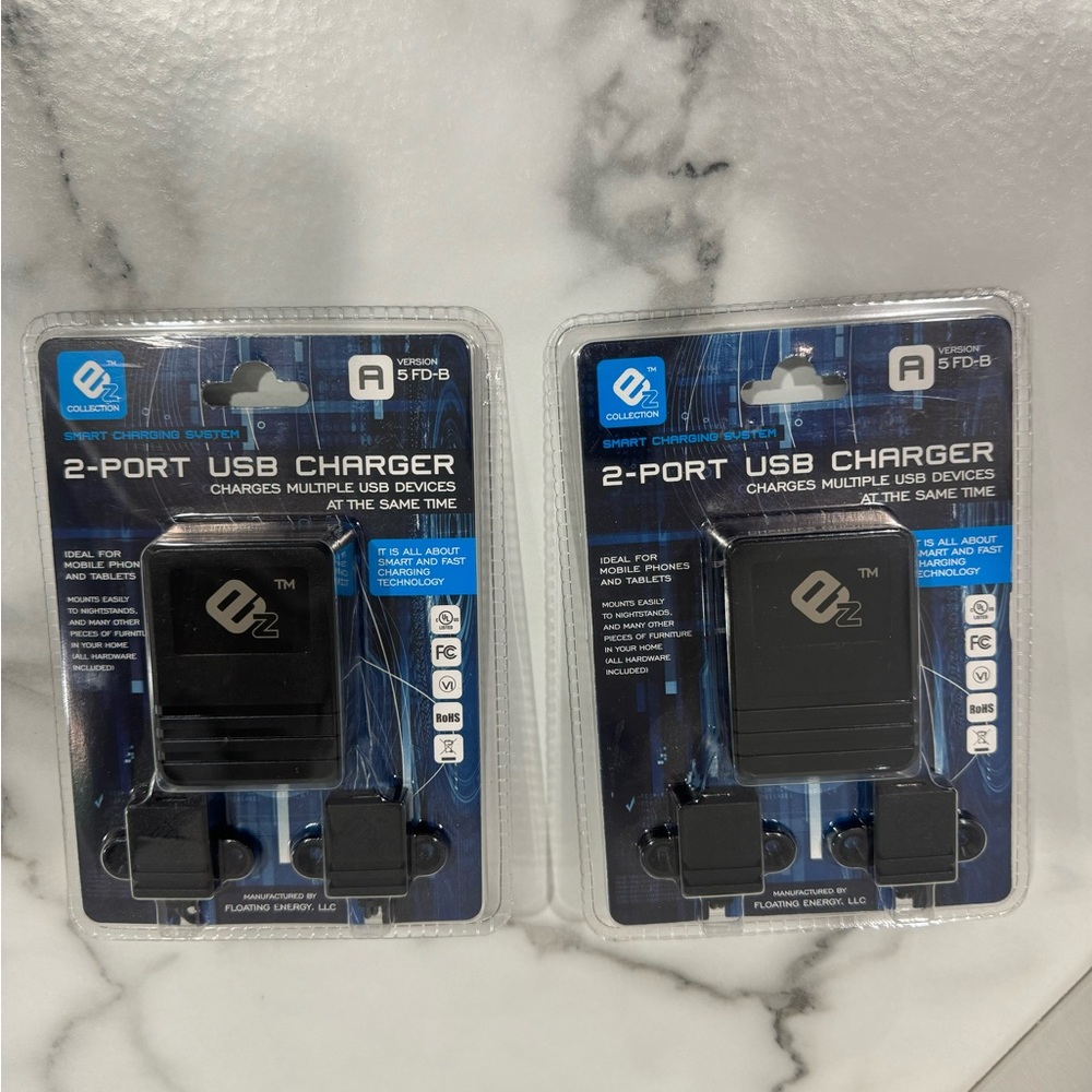 PAIR‎ OF EZ COLLECTION SMART CHARGING SYSTEM 2-PORT USB CHARGER (NEW IN BOX)